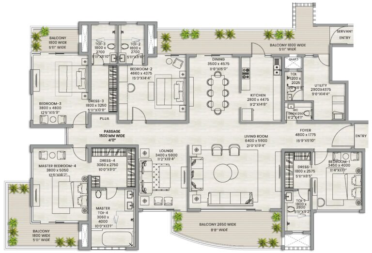 4 BHK Floor Plan